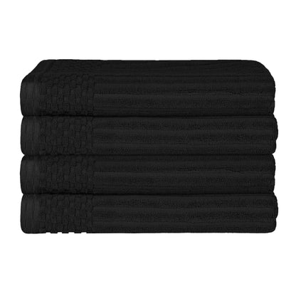 Soho Ribbed Cotton Absorbent Bath Towel Set of 4 - Black