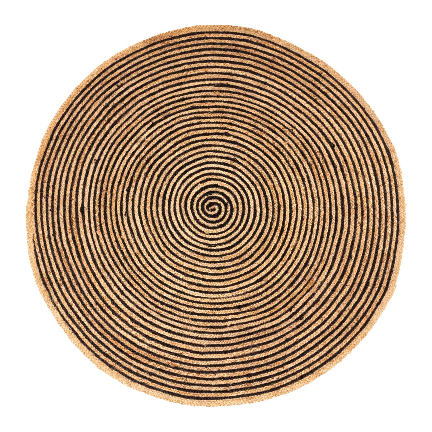 Braided Jute Reversible Round Indoor Outdoor Area Rug - Black