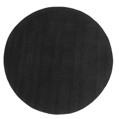 Bohemian Braided Indoor Outdoor Rugs Solid Round Area Rug - Black