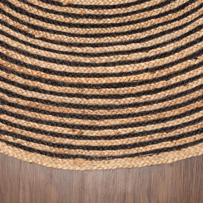 Braided Jute Reversible Round Indoor Outdoor Area Rug - Black