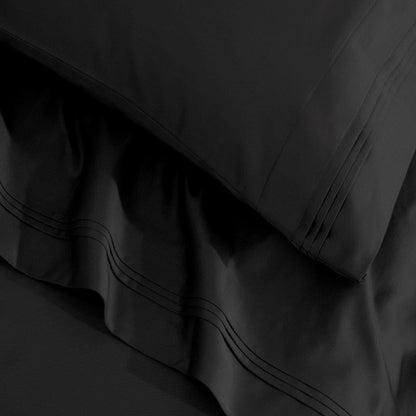 1500 Thread Count Egyptian Cotton 2 Piece Solid Pillowcase Set - Black