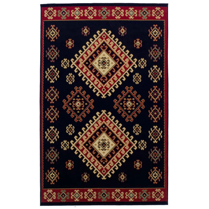 Santa Fe Southwestern Geometric Tribal Indoor Area Rug - Black