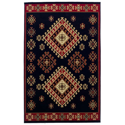 Santa Fe Southwestern Geometric Tribal Indoor Area Rug - Black