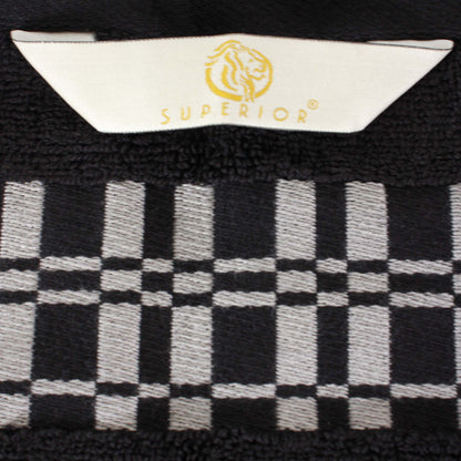 Larissa Cotton Geometric Border Bath Towel Set of 4 - Black
