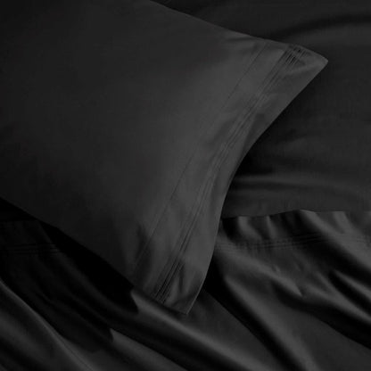 1500 Thread Count Egyptian Cotton 2 Piece Solid Pillowcase Set - Black