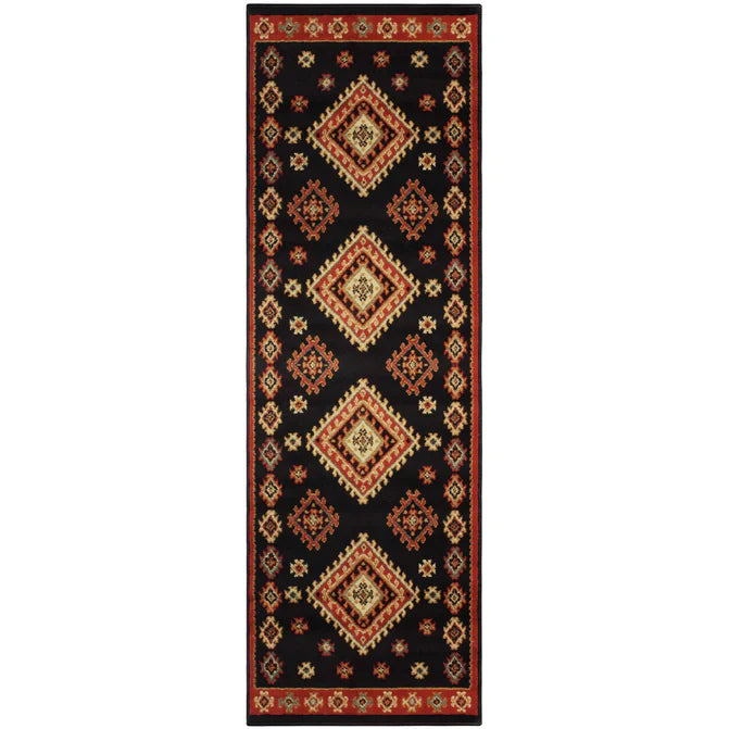 Santa Fe Southwestern Geometric Tribal Indoor Area Rug - Black