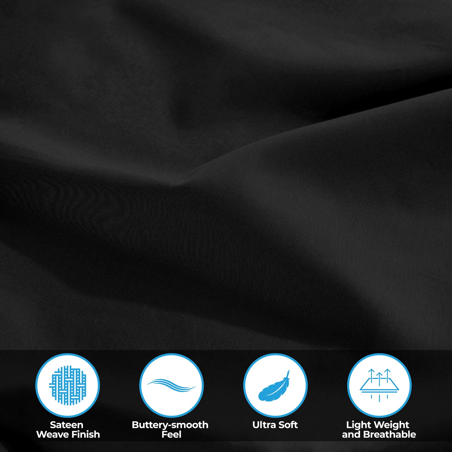 Egyptian Cotton 300 Thread Count Solid Deep Pocket Sheet Set - Black