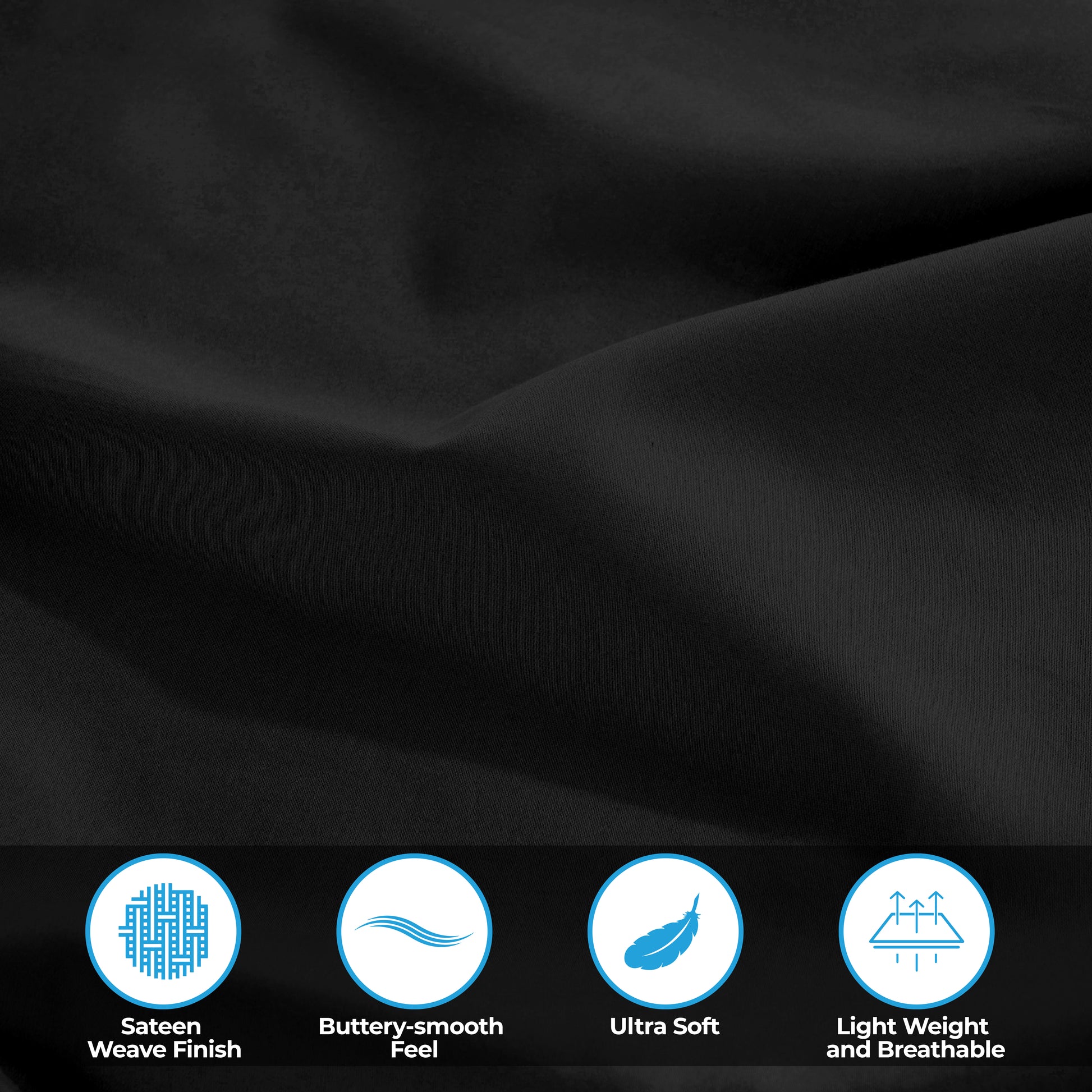 Egyptian Cotton 300 Thread Count Solid Deep Pocket Sheet Set - Black
