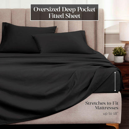 Egyptian Cotton 1500 Thread Count Eco Friendly Solid Sheet Set - Black