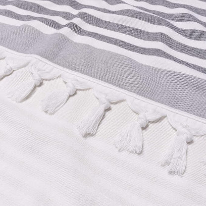 Meera Stripe Fouta 4 Piece Beach Towel Set with Tassels