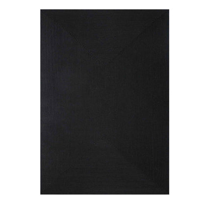 Bohemian Indoor Outdoor Rugs Solid Rectangle Braided Area Rug - Black