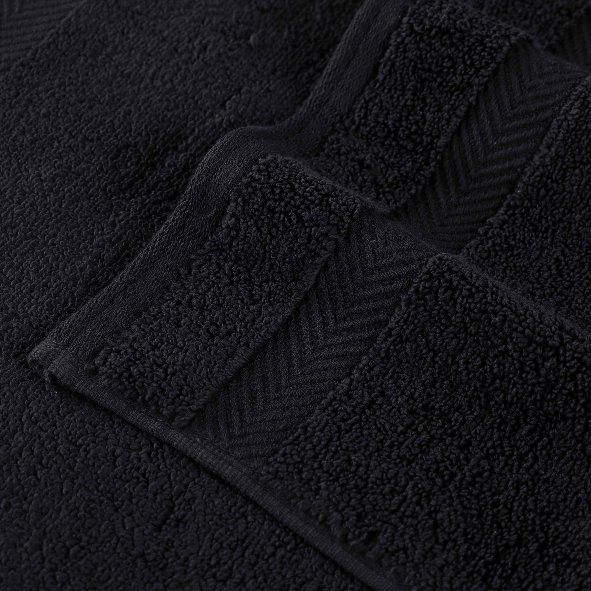 Zero-Twist Cotton Quick-Drying Absorbent Assorted 6 Piece Towel Set - Black