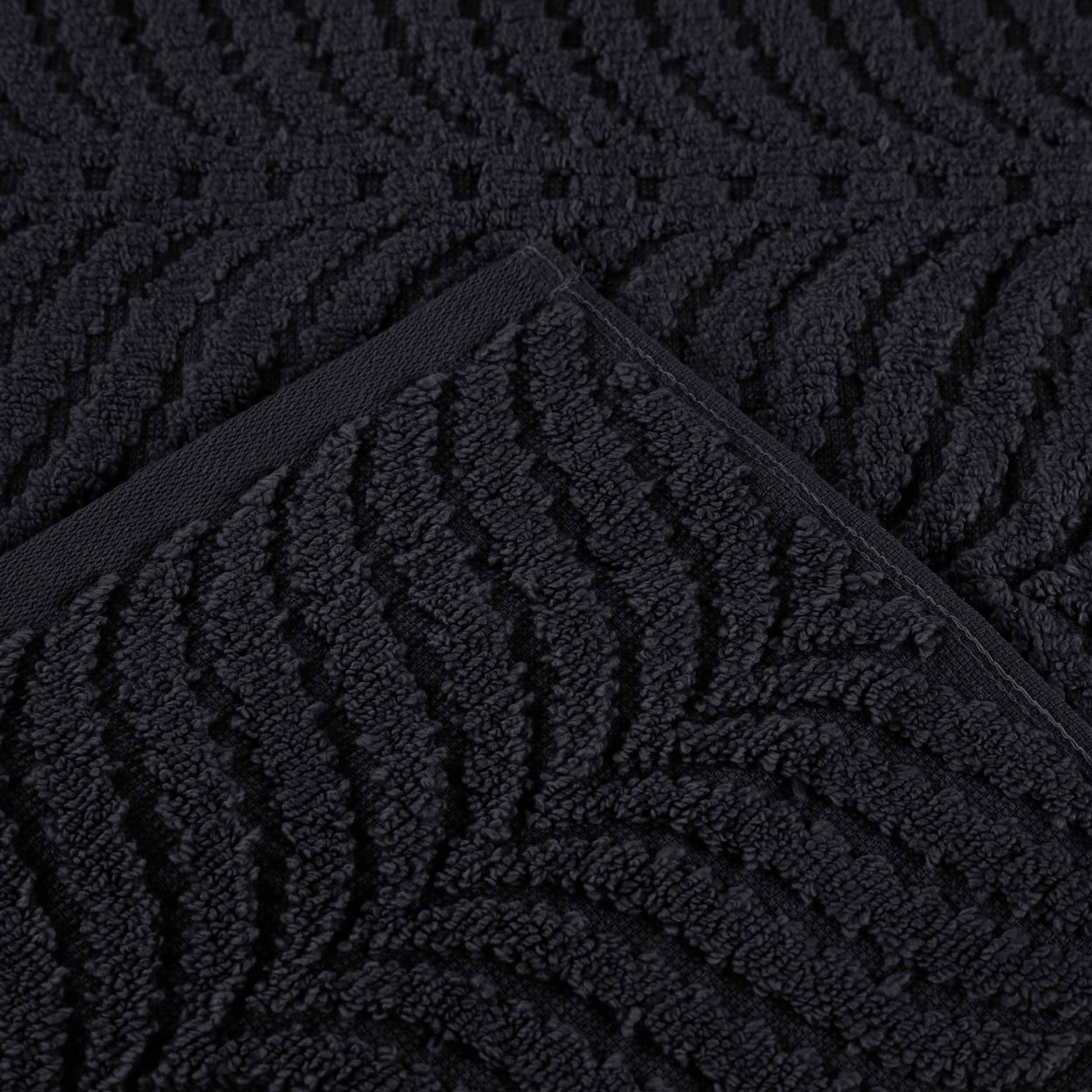 Chevron Zero Twist Solid and Jacquard Soft Cotton 6 Piece Towel Set - Black