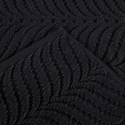 Chevron Zero Twist Solid and Jacquard Soft Cotton 6 Piece Towel Set - Black
