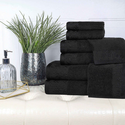 Wisteria Cotton Medium Weight Floral Jacquard Border 8 Piece Towel Set