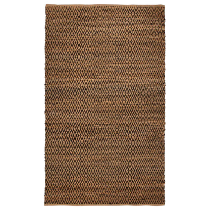 Diamond Hand-Woven Reversible Jute Area Rug - Black