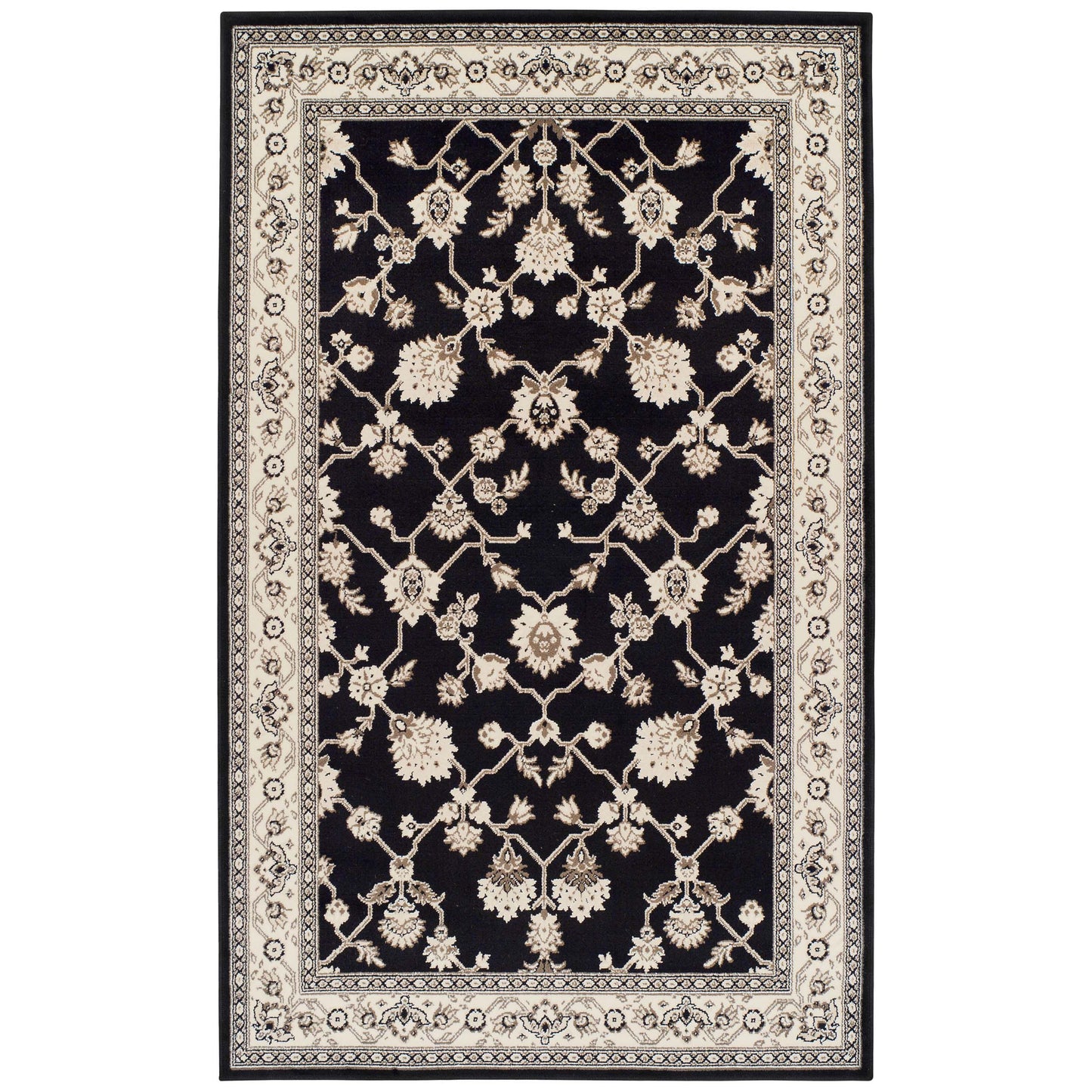 Kingfield Traditional Style Area Rug Or Door Mat or Runner Rug - Black