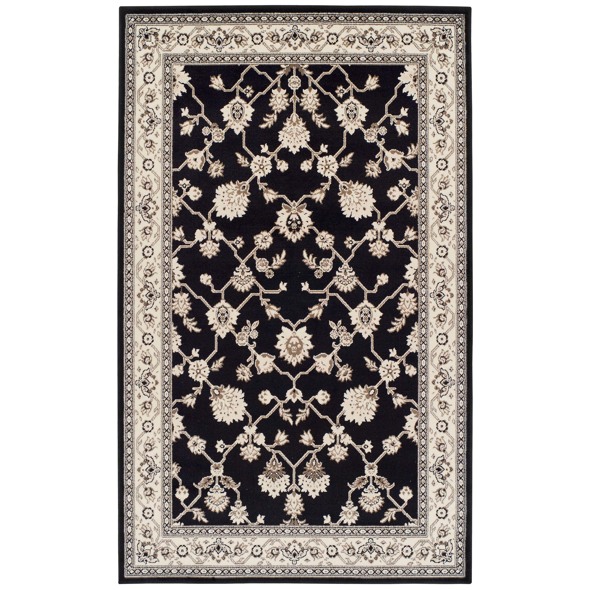 Kingfield Traditional Style Area Rug Or Door Mat or Runner Rug - Black