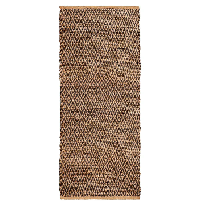 Diamond Hand-Woven Reversible Jute Area Rug - Black