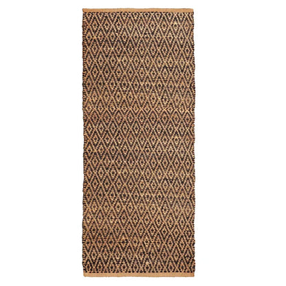 Diamond Hand-Woven Reversible Jute Area Rug - Black