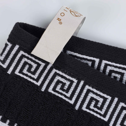 Athens Cotton Greek Key Trim Bath Towel Set of 4 - Black-White