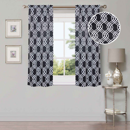 Ribbon Trellis Washable Room Darkening Blackout Curtains, Set of 2