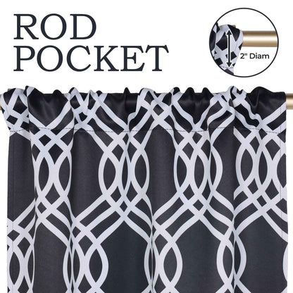 Ribbon Trellis Washable Room Darkening Blackout Curtains, Set of 2