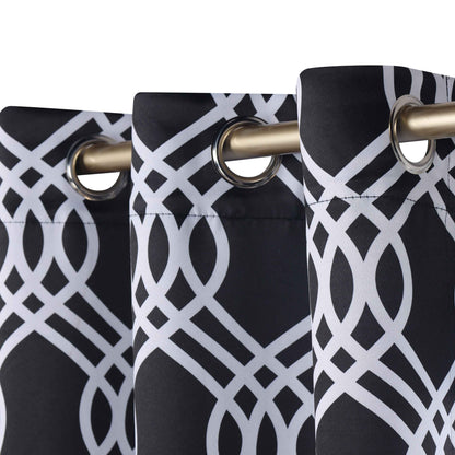 Ribbon Trellis Washable Room Darkening Blackout Curtains, Set of 2