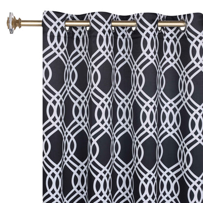 Ribbon Trellis Washable Room Darkening Blackout Curtains, Set of 2
