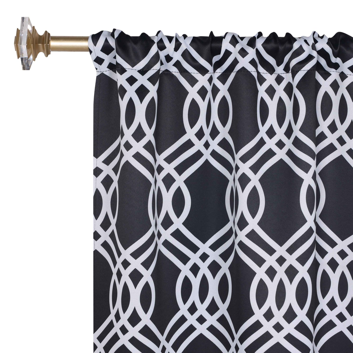 Ribbon Trellis Washable Room Darkening Blackout Curtains, Set of 2