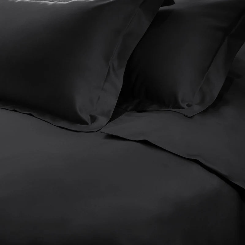 Superior Premium 650 Thread Count Egyptian Cotton Solid Duvet Cover Set - Black