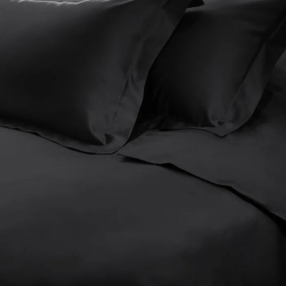 Superior Premium 650 Thread Count Egyptian Cotton Solid Duvet Cover Set - Black