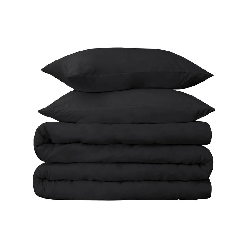 Superior Premium 650 Thread Count Egyptian Cotton Solid Duvet Cover Set - Black