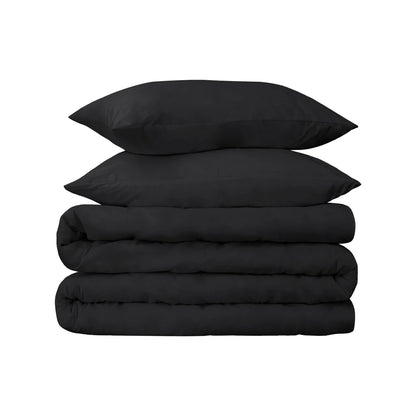 Superior Premium 650 Thread Count Egyptian Cotton Solid Duvet Cover Set - Black