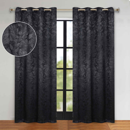 Leaves Room Darkening Grommet Blackout Curtain Panels, Set of 2