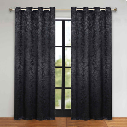 Leaves Room Darkening Grommet Blackout Curtain Panels, Set of 2