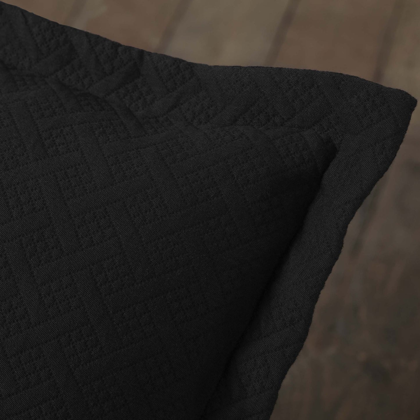 Basket Weave Matelasse Cotton Bedspread Set - Black