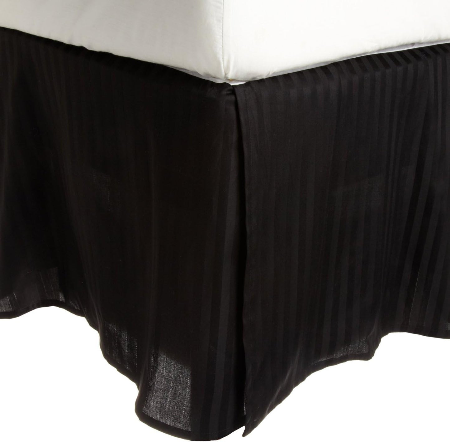 300 Thread Count Egyptian Cotton 15" Drop Striped Bed Skirt - Black