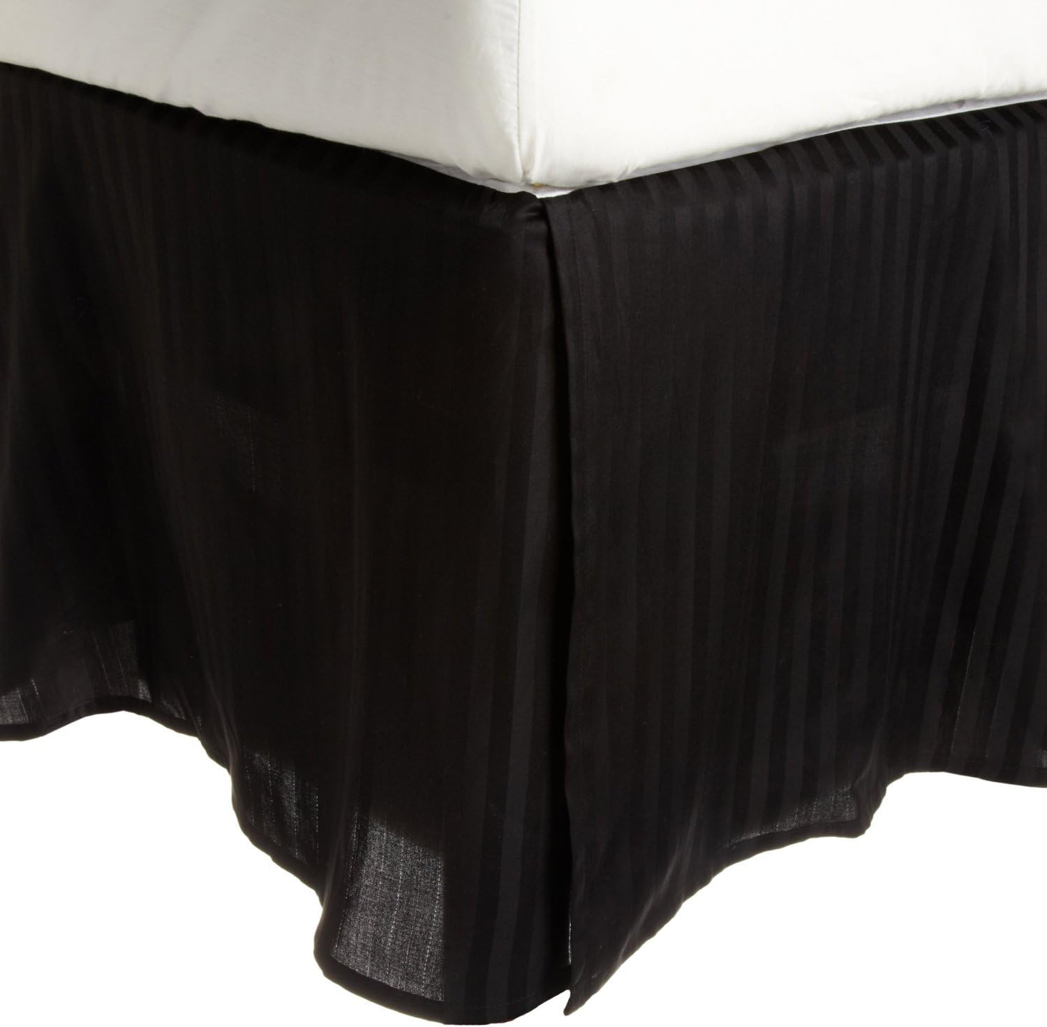 300 Thread Count Egyptian Cotton 15" Drop Striped Bed Skirt - Black