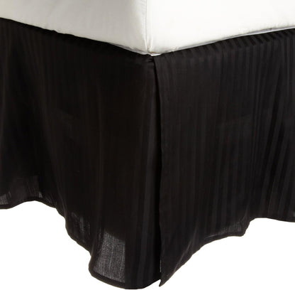 300 Thread Count Egyptian Cotton 15" Drop Striped Bed Skirt - Black