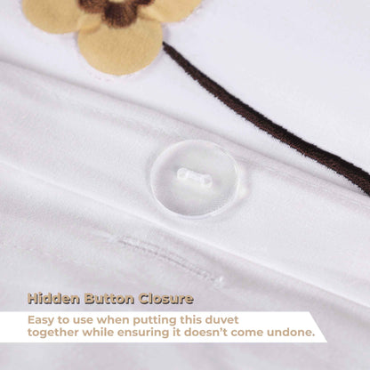 Superior Blossom 100% Cotton Floral Duvet Cover and Pillow Sham Set - Color
