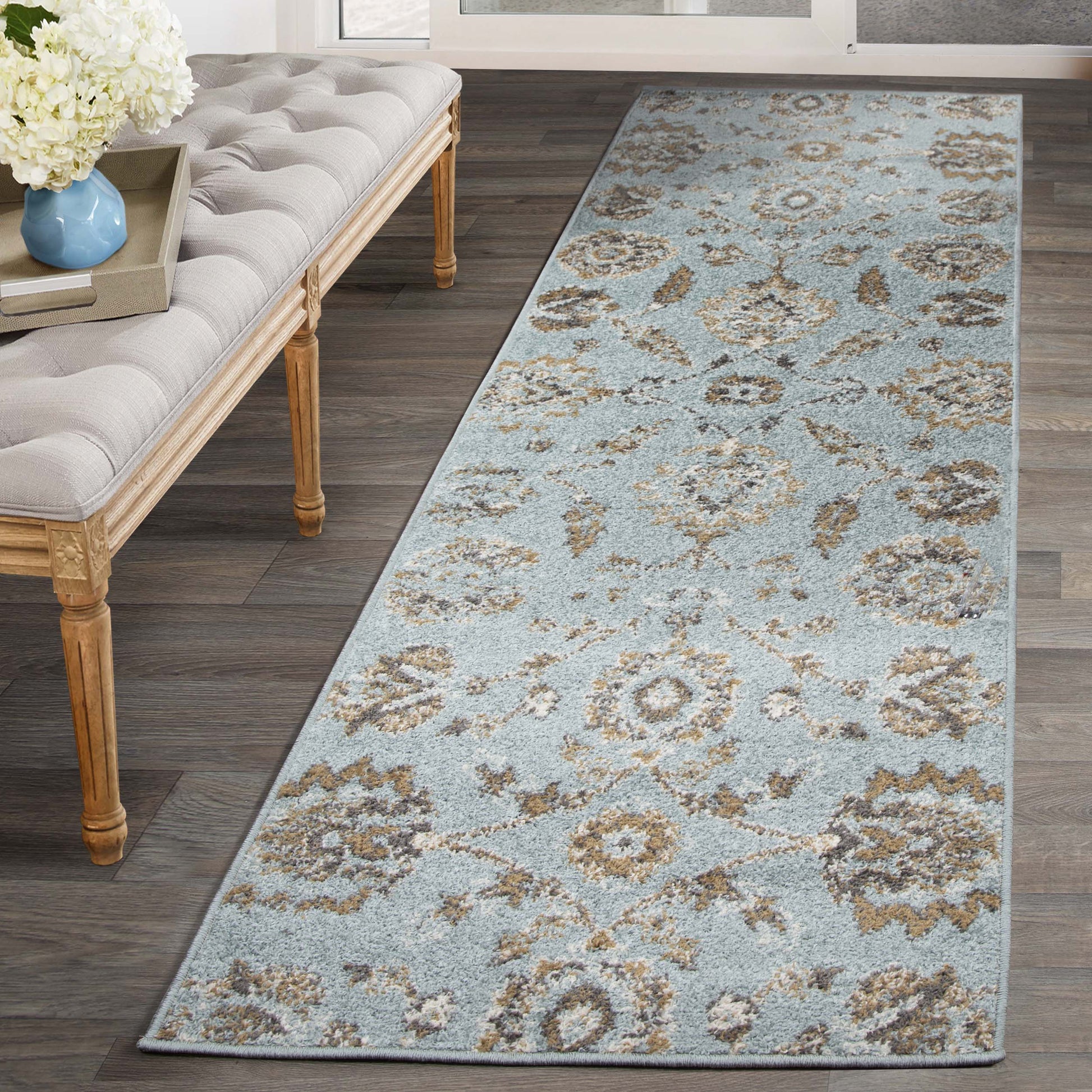 Brookshire Antique Traditional Floral Indoor Area Rug - Blue
