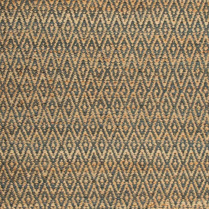 Diamond Hand-Woven Reversible Jute Area Rug - Blue