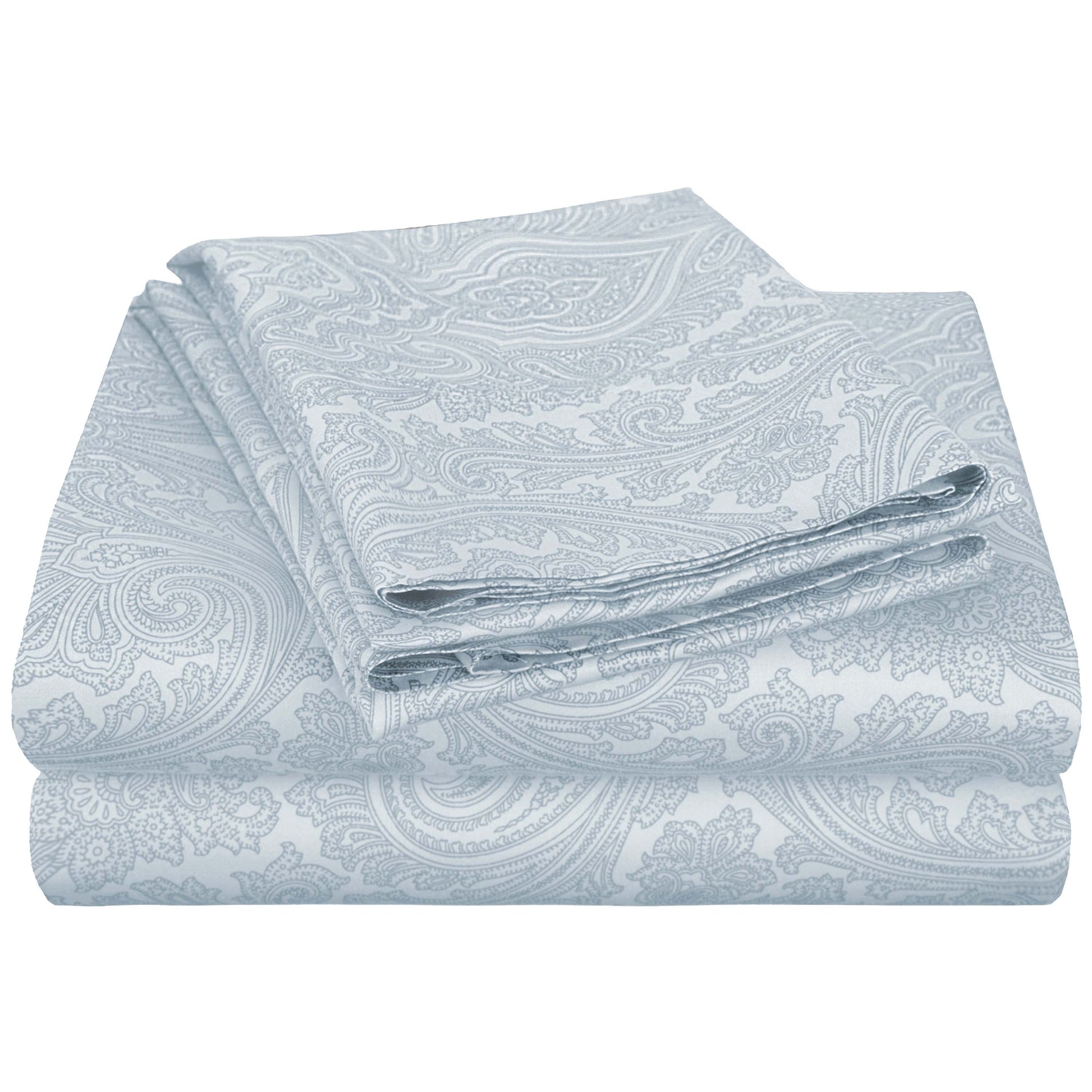 Italian Paisley 600 Thread Count Cotton Blend Deep Pocket Sheet Set - Blue