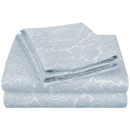 Italian Paisley 600 Thread Count Cotton Blend Deep Pocket Sheet Set - Blue