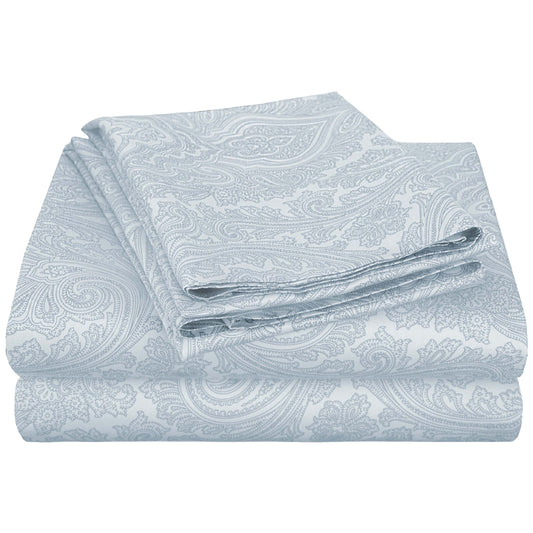 Italian Paisley 600 Thread Count Cotton Blend Deep Pocket Sheet Set - Blue