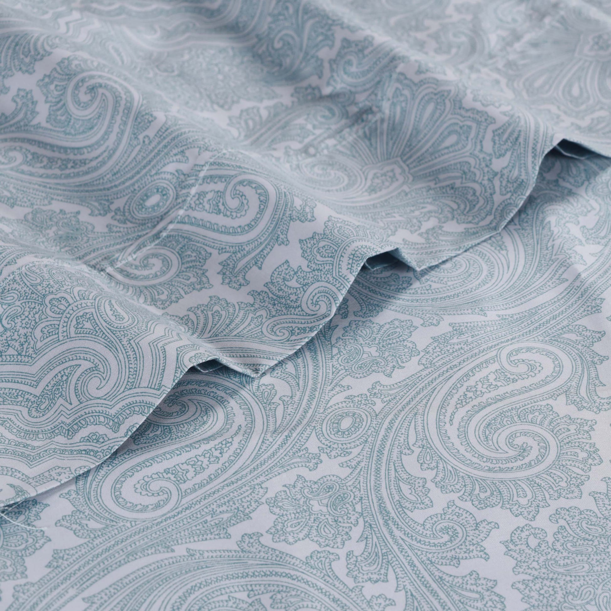 Italian Paisley 600 Thread Count Cotton Blend Deep Pocket Sheet Set - Blue