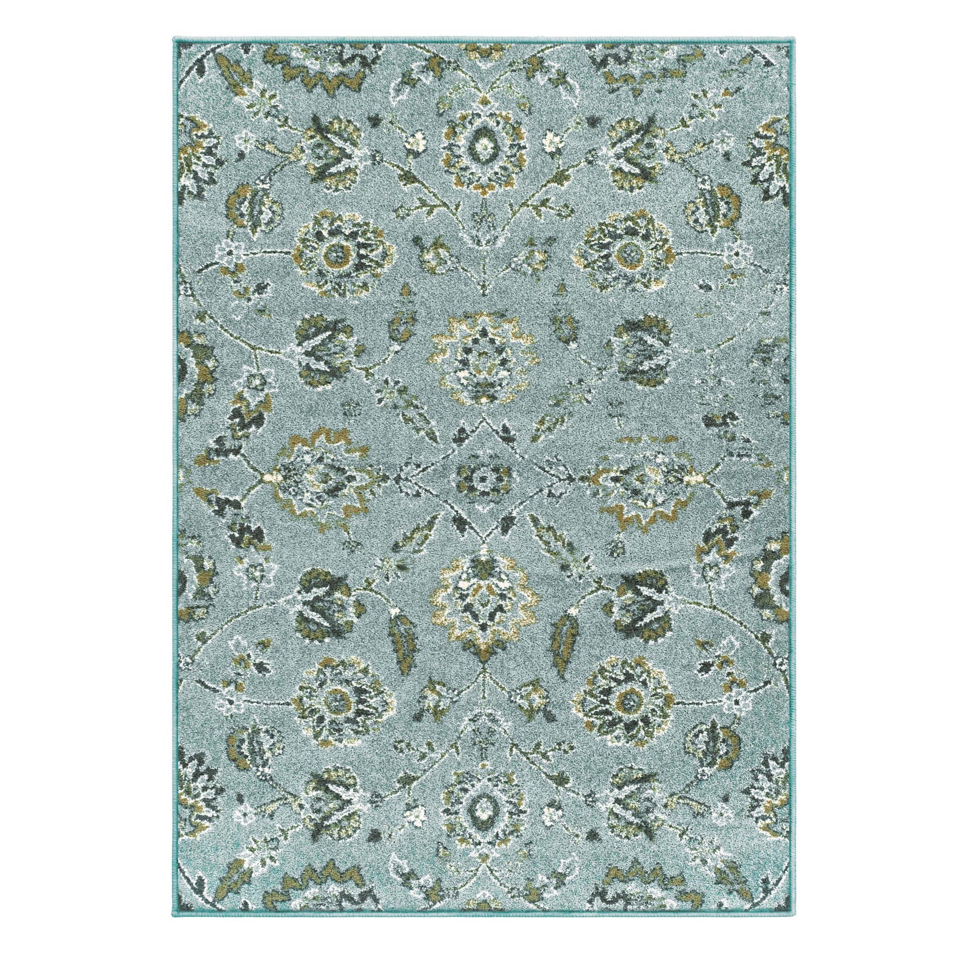 Brookshire Antique Traditional Floral Indoor Area Rug - Blue