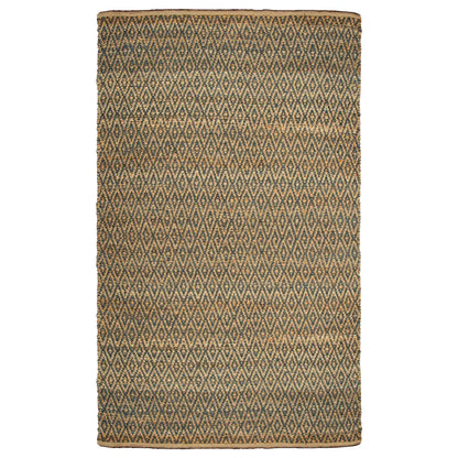 Diamond Hand-Woven Reversible Jute Area Rug - Blue
