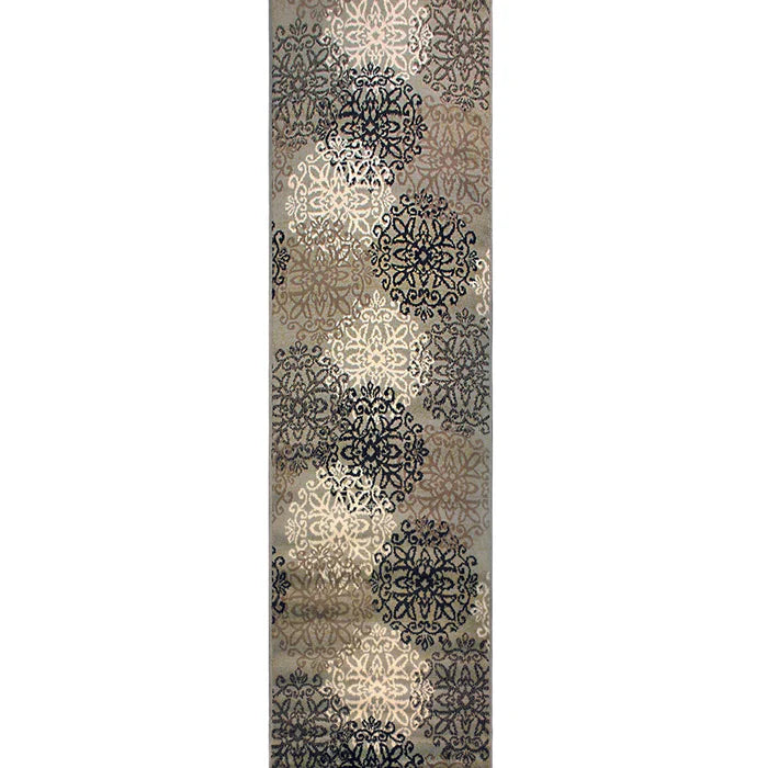 Leigh Traditional Floral Scroll Indoor Area Rug or Runner Rug Or Door Mat - Blue